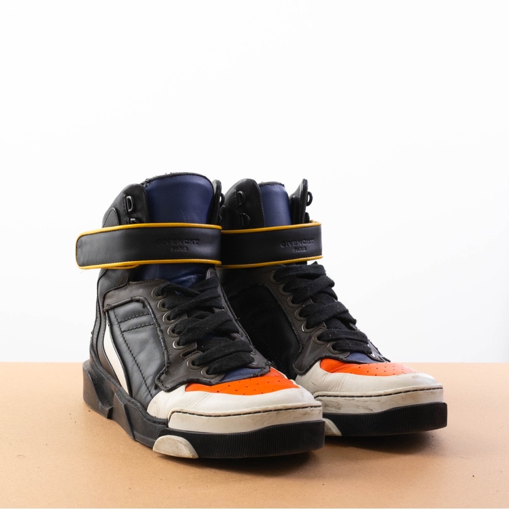 Givenchy Men's Black and Orange High-Top Sneakers